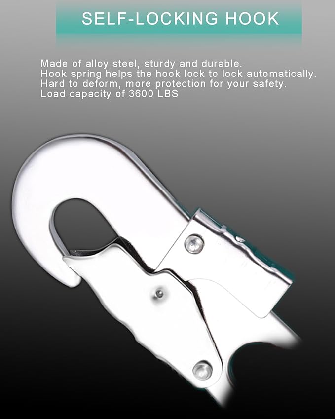 17FT Self Retracting Lifeline RTOVZON Fall Arrest Fall Protection Steel Wire Rope Heavy Duty Retractable Lanyard, Roofing Lifeline, SRL, Safety Lanyard