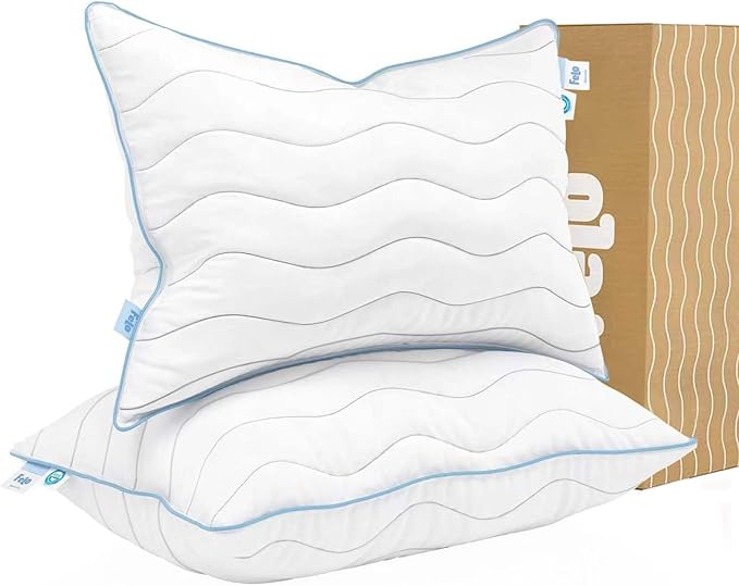 felo Feather Down Pillows King Size Set of 2, CloudFusion Goose Pillow for Sleeping, Luxury Hotel Collection Bed Supportive Pillows for Side Back Pain Sleepers, 100% Organic Cotton Shell (20" x 36")
