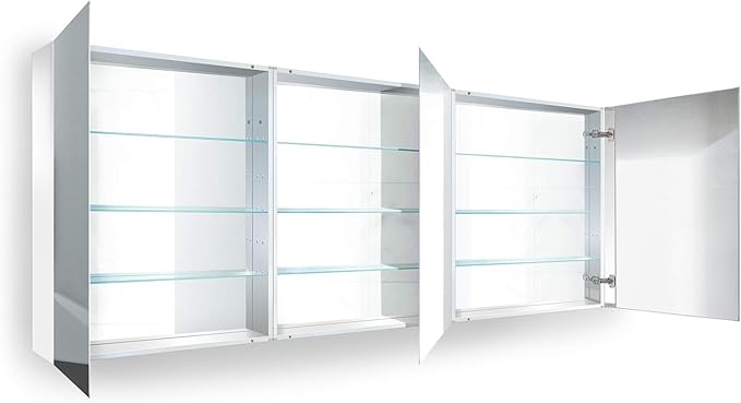 Krugg 72 Inch Tri-View Medicine Cabinet | Recess or Surface Mount | Blum Hinge 170 Degree Soft Close | (72"x30")