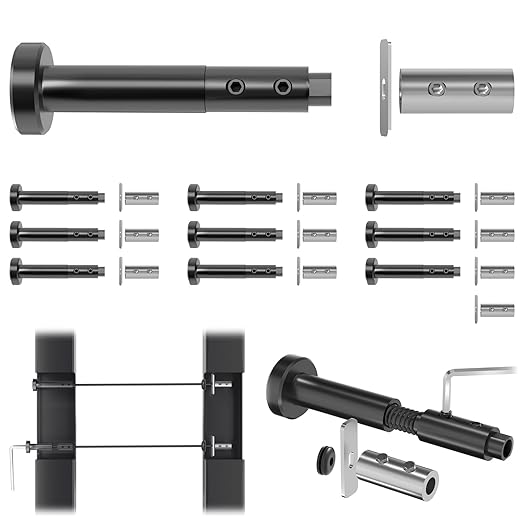 [Patent] Gyykzz Black Swageless Invisible Cable Railing Kit, T316 Stainless Steel Reusable 10PCS Tensioner & 11PCS Fixed End, Screw-Locking Hardware No Crimping Fit for 2"x2" Metal Railing Post System