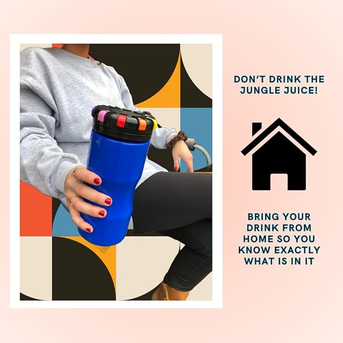 Classic - 32oz Reusable Locking Bottle Patented Anti-Drink Spiking Technology, Drink Spiking Prevention (Blue, 32 oz)