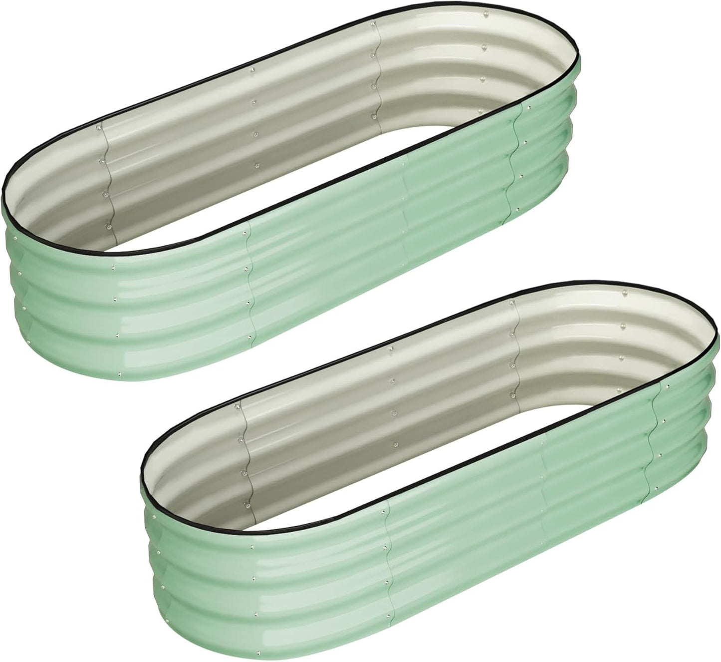 2 Pcs 4.5x2x1.5ft Oval Raised Garden Bed,Galvanized Raised Beds,Open-Ended Base Metal Raised Planter Beds,Garden Bed Outdoor,Planter Raised Boxes for Vegetables,Flowers,Tool-Free Asse,Green