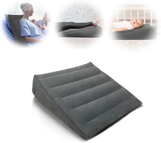Nevife Inflatable Triangle Bed Wedge Pillow-Fast Inflating/Deflation Valve-Portable Travel Leg Elevation,Adjustable Incline Pillow for Back Support,Sleeping, Acid Reflux,Snuoring,Footrest