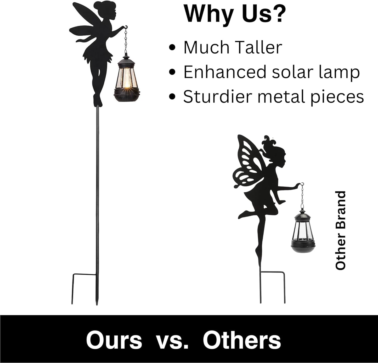 Fairy Garden Accessories Lawn Ornaments 1 Pair - Solar Lights Halloween Decorations Outdoor Garden Statue, Metal Stakes Decorative Figurines for Yard Decor, Patio (Type B Color-Shifting Lighting)