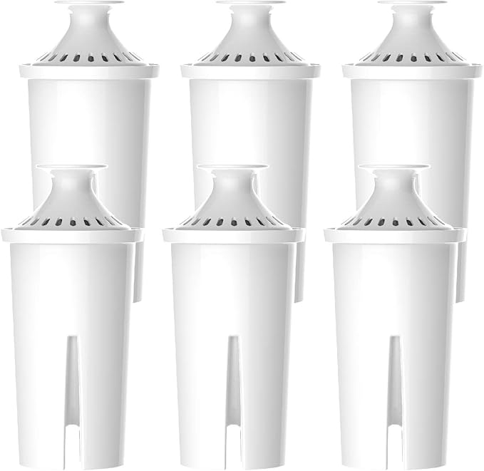 6 Packs Pitcher Water Filter, Replacement for Brita® classic 35557, OB03, Mavea® 107007, Brita® Pitchers Grand, Lake, Capri, Wave and More, NSF Certified, Waterspecialist