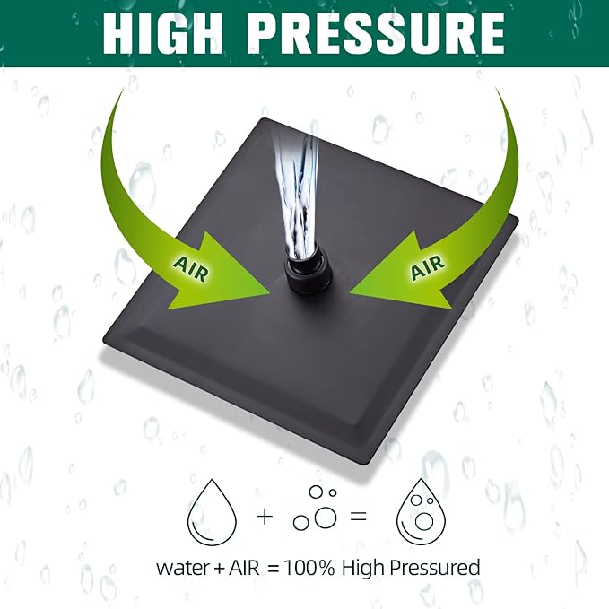 Shower Head Matte Black, Shower Faucet Set Bathroom Shower System with 8 inch Square Rain Shower Head Wall Mounted with 3-Setting Handheld Spray, Rainfall Shower Combo Set