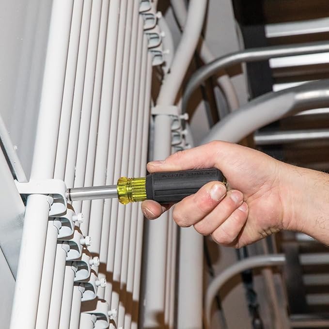 Klein Tools 32500MAG Magnetic Multi-Bit Screwdriver / Nut Driver, 11-in-1 Multi Tool with 8 Bits, 3 Nut Driver Sizes, Cushion Grip Handle