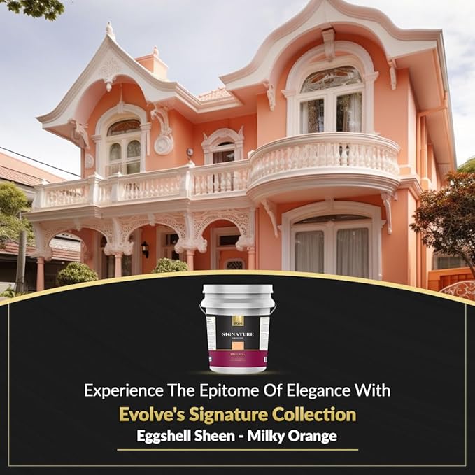 EVOLVE Signature Paint & Primer: Luxury Paint & Primer for Indoor & Outdoor Surfaces, Minimal Odor, Eggshell Sheen (Milky Orange, 5 Gallon)