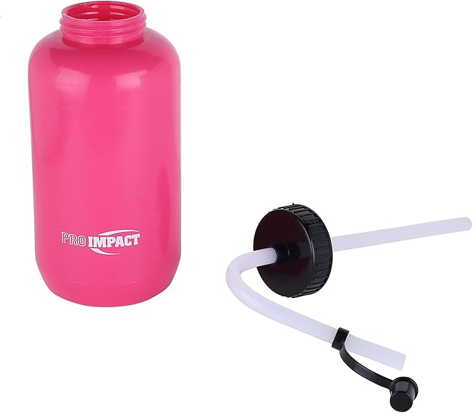 Pro Impact Squeezable Water Bottle with Bendable Long Straw and Spray cap - LDPE BPA Free Plastic - Hydration for Baseball Hockey Gym MMA Yoga Boxing Cycling Softball Football Lacrosse (35.5 Oz.)