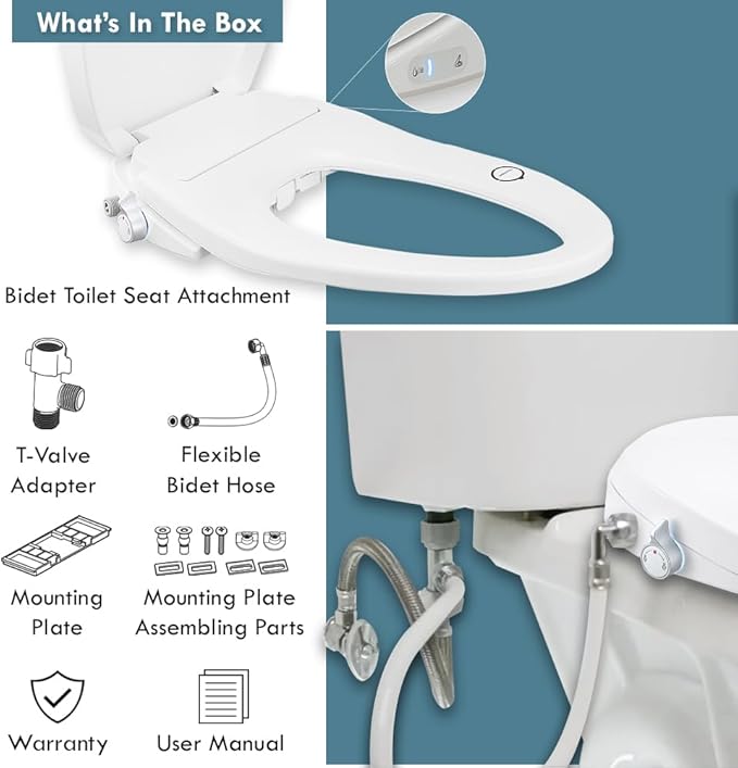 BUTT BUDDY Suite - Smart Bidet Toilet Seat Attachment & Fresh Water Sprayer (Cool & Warm Temperature Control | Dual-Nozzle Cleaning, Adjustable Pressure | Easy Setup, Universal Fit)