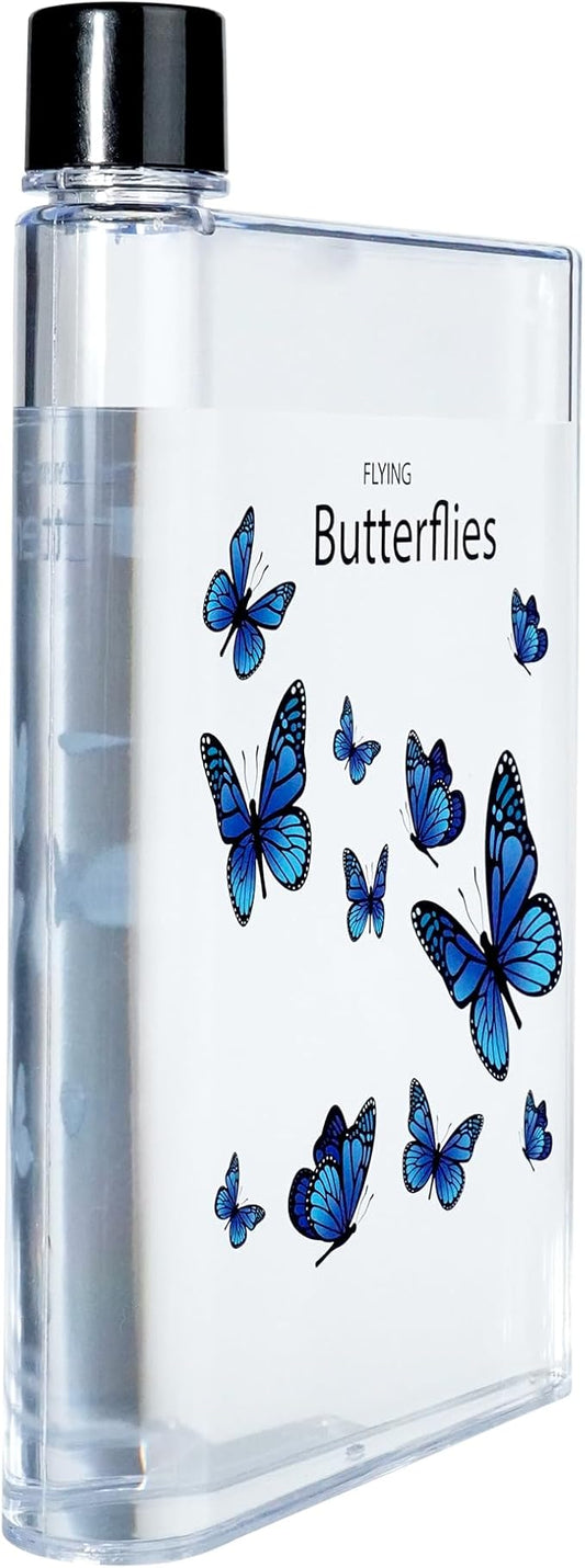 Flat Water Bottle For Travel,14oz Slim Water Bottle,Transparent Slim Water Bottle 420ml-BPA Free&Portable-Square Water Bottle Flat for Sports,Fitness,Camping,Hiking