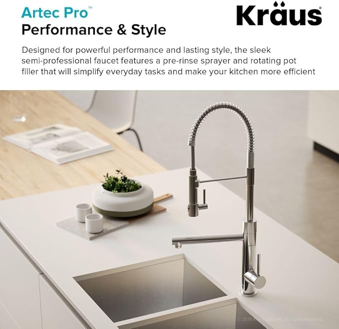 KRAUS Artec Pro (1 st Gen) Commercial Style Pre-Rinse Single Handle Kitchen Faucet (No Pull Down) with Pot Filler in Brushed Gold, KPF-1603BG (Pack of 1)