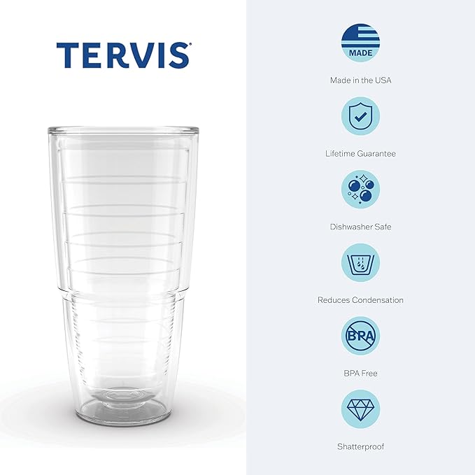 Tervis Softball - All Over Made in USA Double Walled Insulated Tumbler Travel Cup Keeps Drinks Cold & Hot, 24oz, Classic