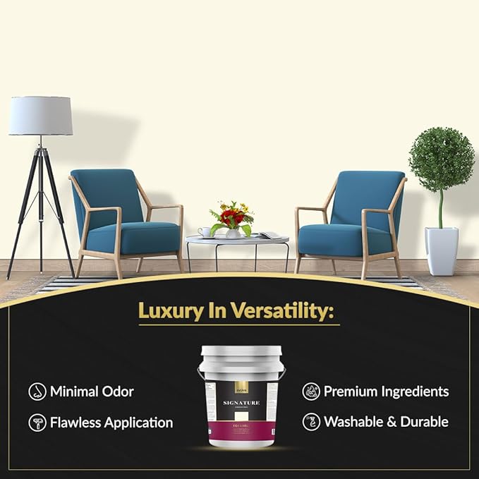 EVOLVE Signature Paint & Primer: Luxury Paint & Primer for Indoor & Outdoor Surfaces, Minimal Odor, Eggshell Sheen (Vanilla White, 5 Gallon)