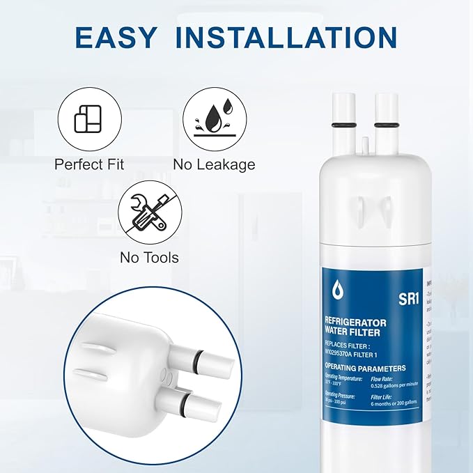 W1029537A Refrigerator Water Filter Replacement Compatible with EDR1RXD1, Filter 1, W10295370, P4RFWB, P8RFWB2L, 46-9930, 46-9081 (1 Pack)