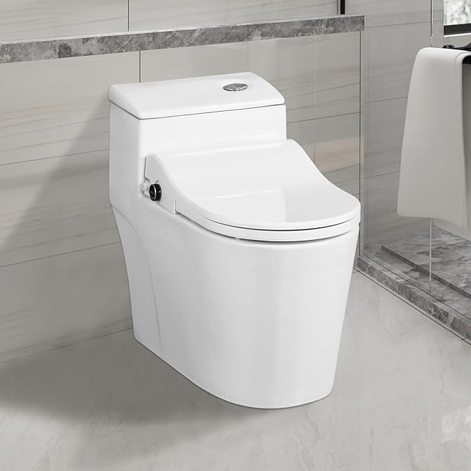 Electric Bidet Toilet Seat Elongated, Heated Toilet Seat with Bidet, Remote Control Wash, Warm Air Dryer, LED Light, Quiet Operation, Stainless Steel Nozzle, Smart Toilets (U Shape)