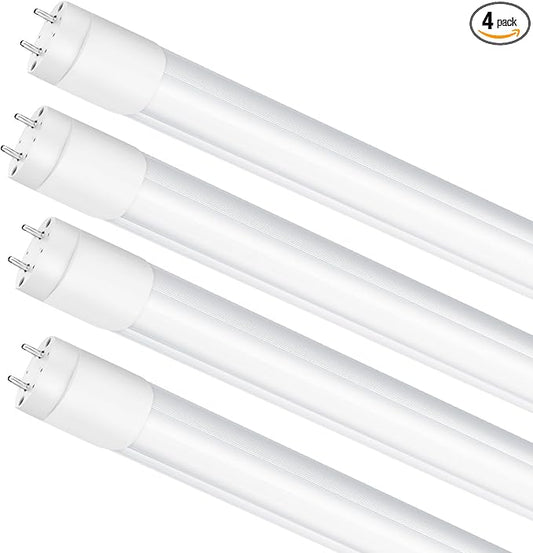 LightingWill LED T8 Light Tube 4FT, Natural White 4000K, Dual-End Powered Ballast Bypass, 2000Lumen 18W (40W Equivalent Fluorescent Bulb Replacement), Clear Cover, AC85-265V Lighting Fixture, 4 Pack…