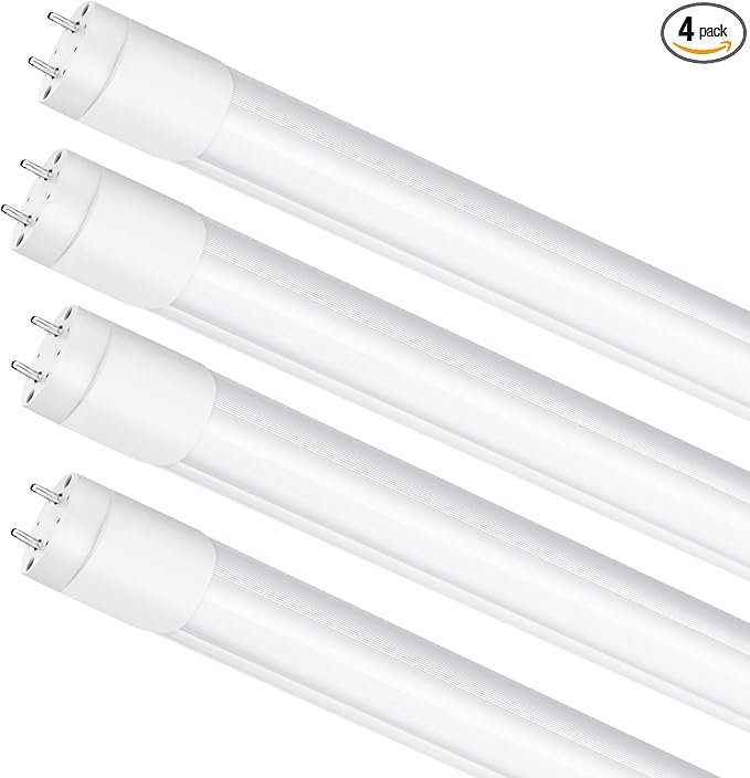 LightingWill LED T8 3FT Light Tube, Natural White 4000K, Dual-End Powered Ballast Bypass, 1600Lumens 15W (32W Fluorescent Equivalent), Frosted Cover, AC85-265V Lighting Tube Fixtures, 4 Pack