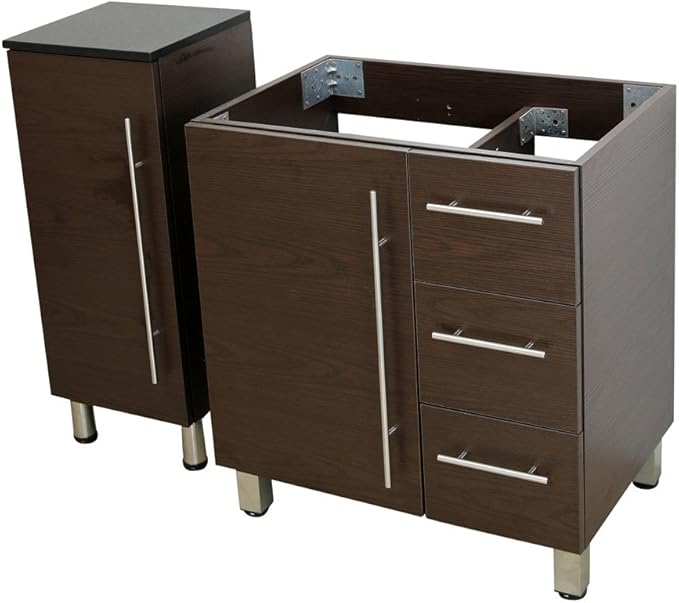 30" Freestanding Bathroom Vanity,Brown. White Integrated Countertop