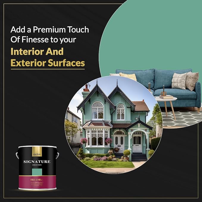 EVOLVE Signature Paint & Primer: Luxury Paint & Primer for Indoor & Outdoor Surfaces, Minimal Odor, Eggshell Sheen (Mint Green, 1 Gallon)