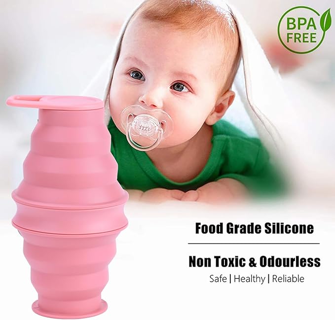 Tokhan Collapsible Silicone Water Bottle with Leak-Proof Valve - Reusable, BPA-Free, 17.6 oz/500 ml Capacity, Durable and Innovative Design - Perfect for Travel and Outdoor Activities (Gray Pink)