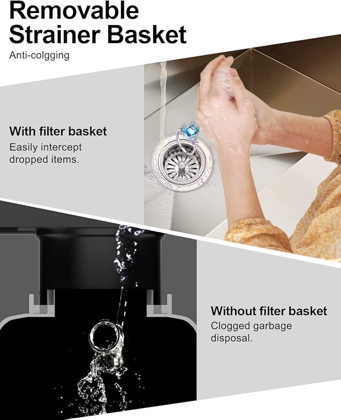 BOTEMY Extended Garbage Disposal Flange Basket Strainer Stopper, Deep 304 Stainless Steel Kitchen Sink Flange for 3-1/2 Inch Standard Sink Drain Hole, Polished Deep Sink Disposal Stopper