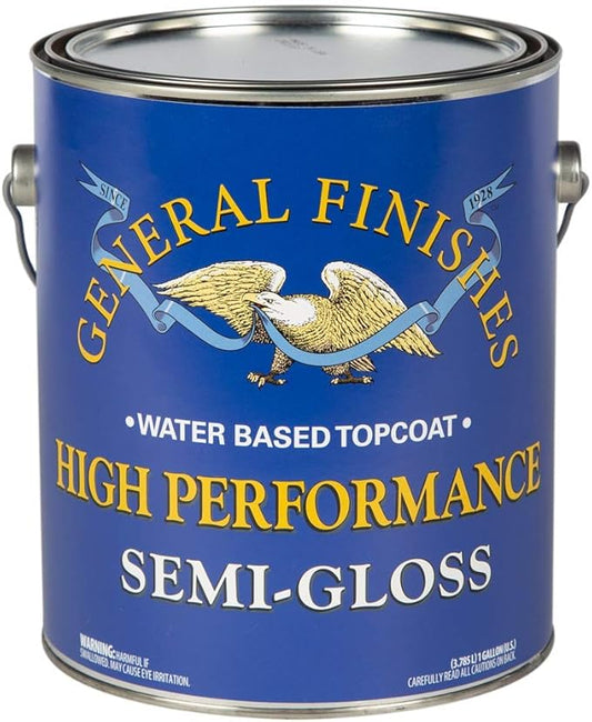 General Finishes High Performance Water Based Topcoat, 1 Gallon, Semi-Gloss