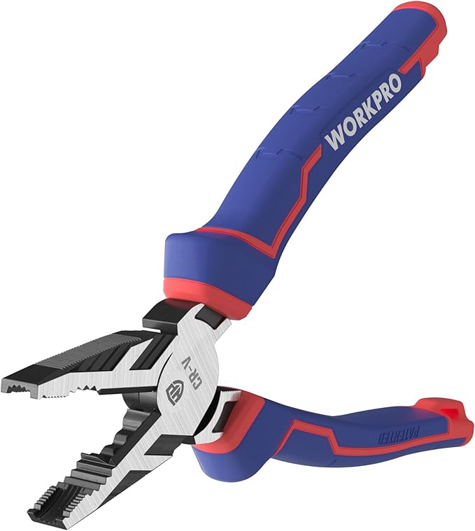 WORKPRO 8" Linesman PRO Screw Extractor Pliers(Combination Pliers) with Unique Non-slip Jaws, Stripped Screw Remover Tool, Lineman Plier for Quickly Removal of Damaged or Rusted Fasteners