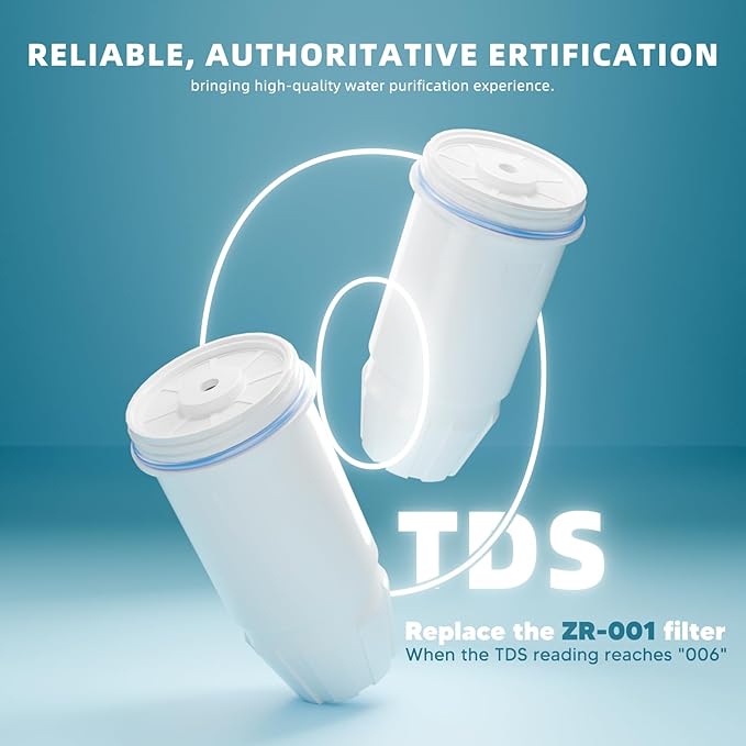 Water Filter Replacement Fit for Zero-Water Pitcher and Dispenser 5-Stage Filter System Compatible with Zero-Water Filter ZR-001 ZR-017 ZR-004 ZP-006 ZD-013 ZS-008, Reduce Lead, Chromium, Etc. 2 Pack