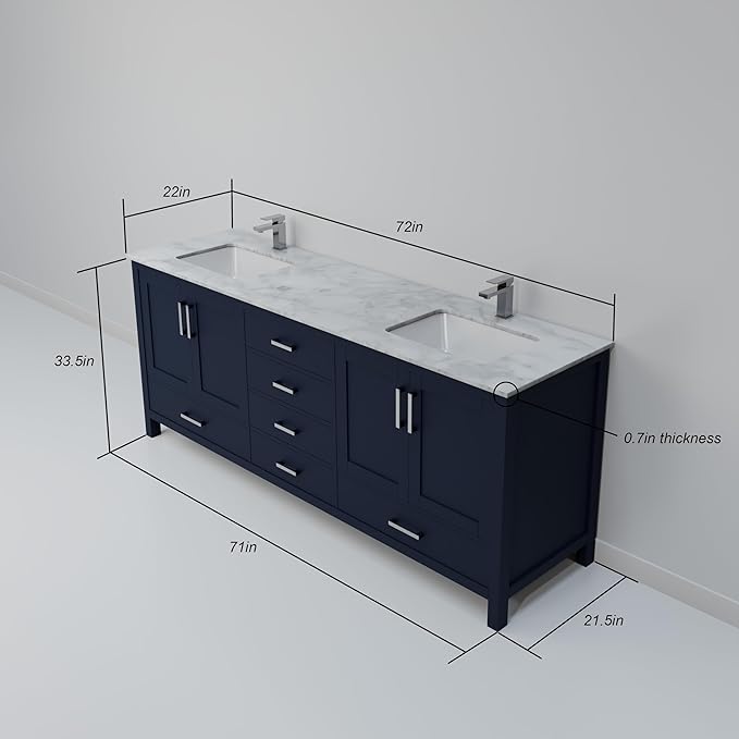 Big Sur 72 in. W X 22 in. D Navy Blue Double Bath Vanity Cabinet Without Countertop
