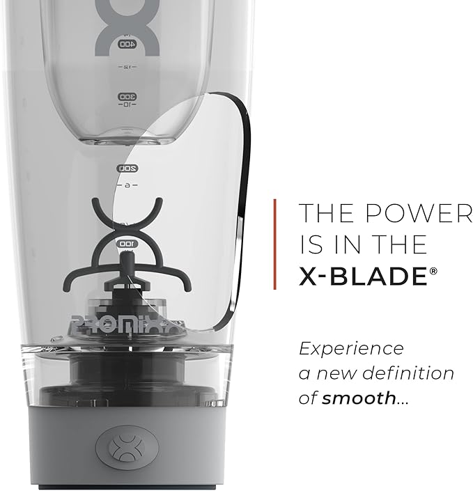 Promixx Pro Shaker Bottle | Rechargeable, Powerful for Smooth Protein Shakes | includes Supplement Storage - BPA Free | 20oz Cup (Graphite Gray)