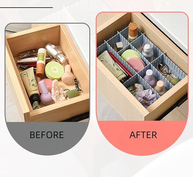 4 inches Adjustable Drawer Divider Kit – 4 Pack (White Only) – DIY Expandable Organizer for Small Drawers, Office,Kitchen, Bathroom