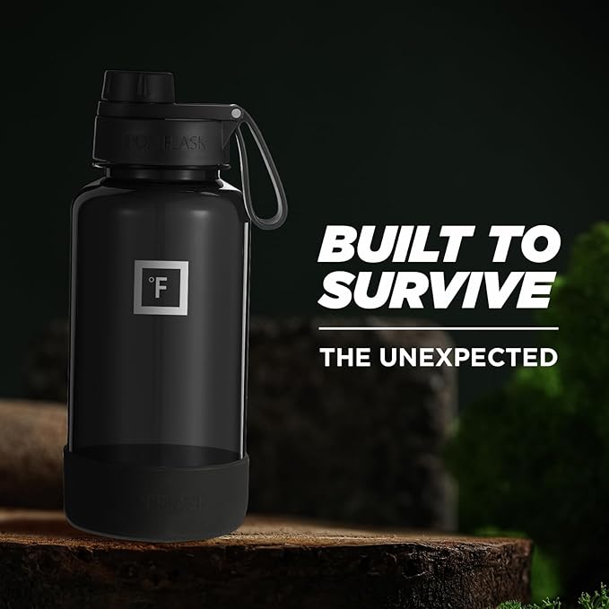 IRON °FLASK Clear Tritan Trekker Water Bottle with Chug Lid - Leak Proof & Lightweight for Gym, Hiking, Sports - Dishwasher Safe, BPA Free Plastic - Black, 32 Oz