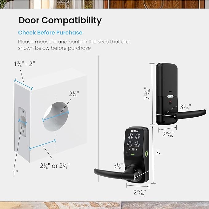 Lockly Secure Plus Bluetooth Smart Door Lock, Keyless Entry with PIN Genie® Digital Keypad, 3D Biometric Fingerprint Sensor Front Door Lock with Handle, Voice Control & Auto Lock - Latch Edition
