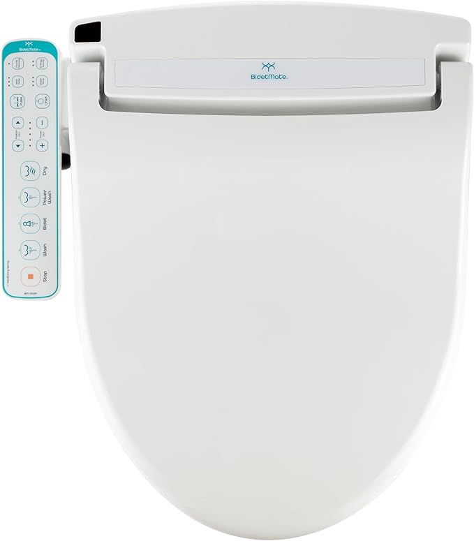 BidetMate 1000 Series Electric Bidet with Dryer, Heated Smart Toilet Seat with Heated Water, & Side Control Panel - Adjustable and Self-Cleaning Smart Home Device - Elongated