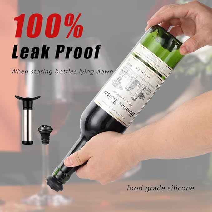 Wine Saver Pump with 4 Vacuum Stoppers, Vacuum Stoppers, Durable, Reusable, Ensures Extended Freshness, Ideal Wine Accessories Gift