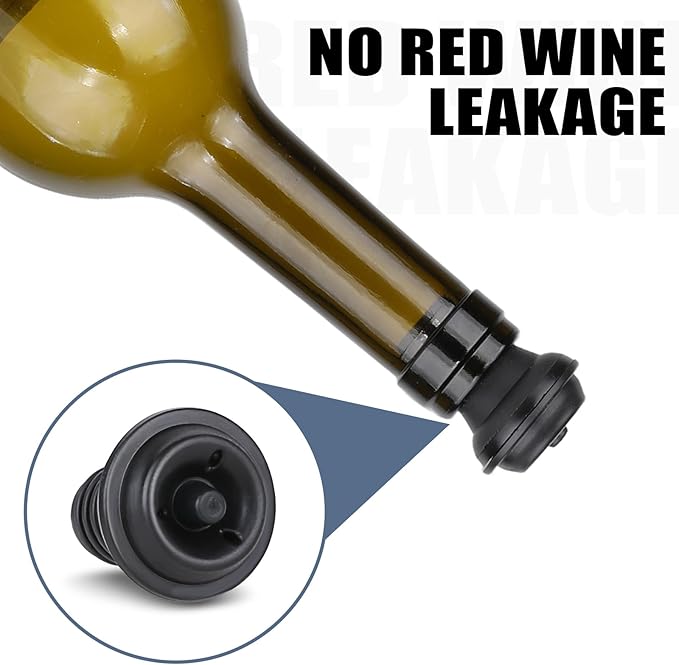 Wine Vacuum Pump and Stopper for All Standard Wine Bottles, Wine Savers Vacuum Pump Wine Preservation System with 4 Wine Pump Vacuum Stoppers for Wine Lovers Keeping Wine Fresh