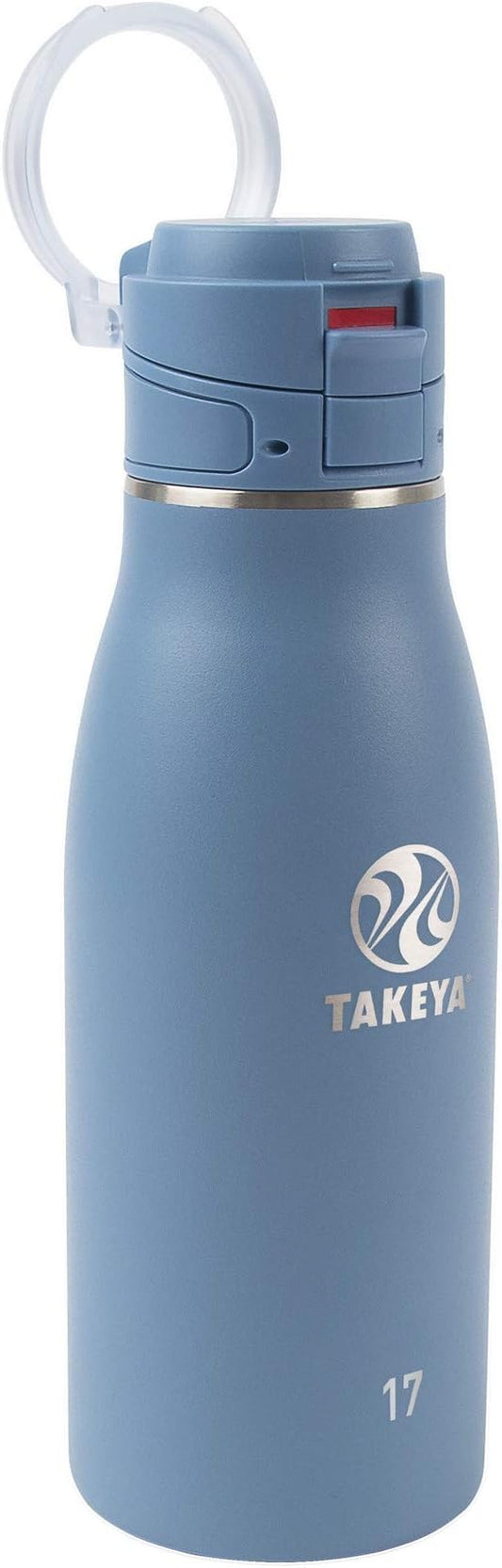 Takeya 17 oz Traveler Stainless Steel Insulated Travel Coffee Mug with Locking Leak Proof Lid, Premium Quality, BPA Free, Bluestone