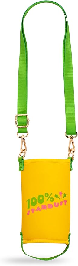 ban.do Stainless Steel Water Bottle with Neoprene Bottle Holder, 25 oz Pink Metal Water Bottle, Water Bottle Bag Crossbody, BPA Free Water Bottle with Adjustable Sling, Stars