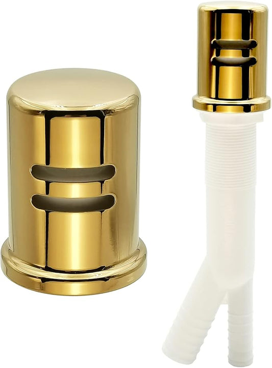Dishwasher Air Gap Kits with Dishwasher Air Gap Cover and Matching Escutcheon, Replacement air gap dishwasher,Solid Brass Air Gap Cap, Polished Brass Finish