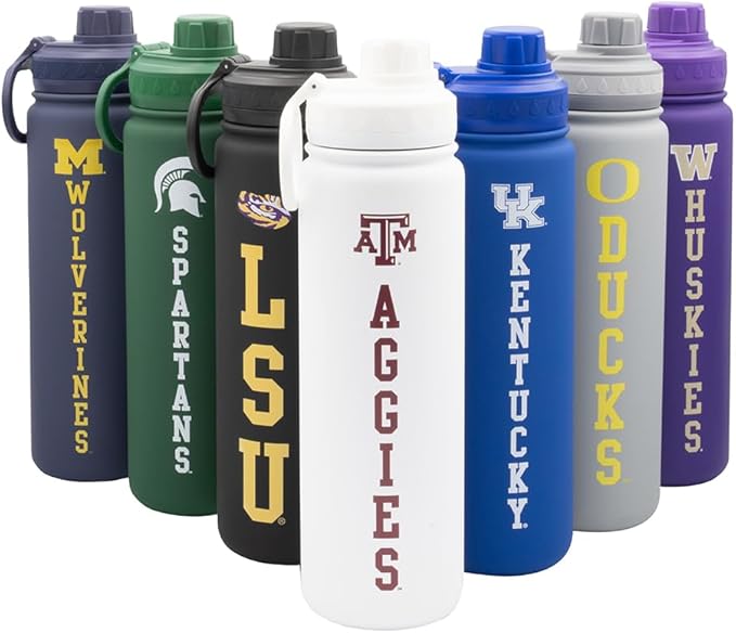 Texas A&M Aggies Bottle - White Double Walled Stainless Steel 24 oz Keeps Drinks Cold or Hot