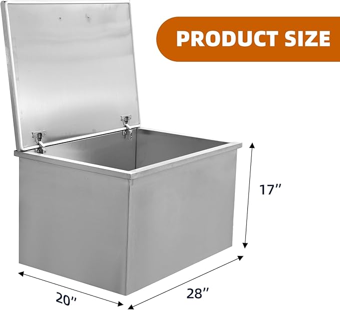 Upgraded Drop in Ice Chest, Stainless Steel Ice Cooler, Commercial Ice Bin with Cover, Outdoor Kitchen Ice Bar, Drain-Pipe and Drain Plug Included, for Cold Wine Beer