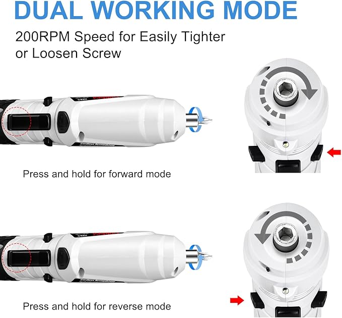 Electric Screwdriver Cordless, Goldsea Powered Screwdriver Set with 10 Magnetic Bits tool kit for college students,Portable Rechargeable Screw driver Tool Set for Dorm Home DIY(4.2v, 3.5n.m, White)