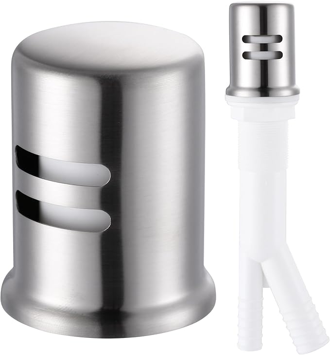 Dishwasher Air Gap Cover, Dishwasher Air Gap Cap for Kitchen Sink, Solid Brass Dishwasher Overflow Vent Cap Replacement Kit, Brushed Stainless Steel