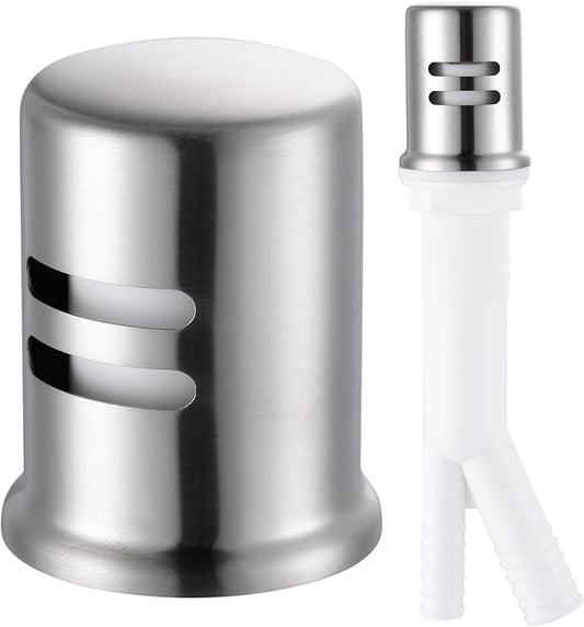 Dishwasher Air Gap Cover, Dishwasher Air Gap Cap for Kitchen Sink, Solid Brass Dishwasher Overflow Vent Cap Replacement Kit, Brushed Stainless Steel