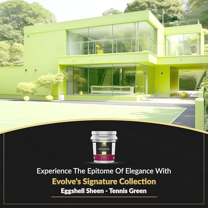 EVOLVE Signature Paint & Primer: Luxury Paint & Primer for Indoor & Outdoor Surfaces, Minimal Odor, Eggshell Sheen (Tennis Green, 5 Gallon)