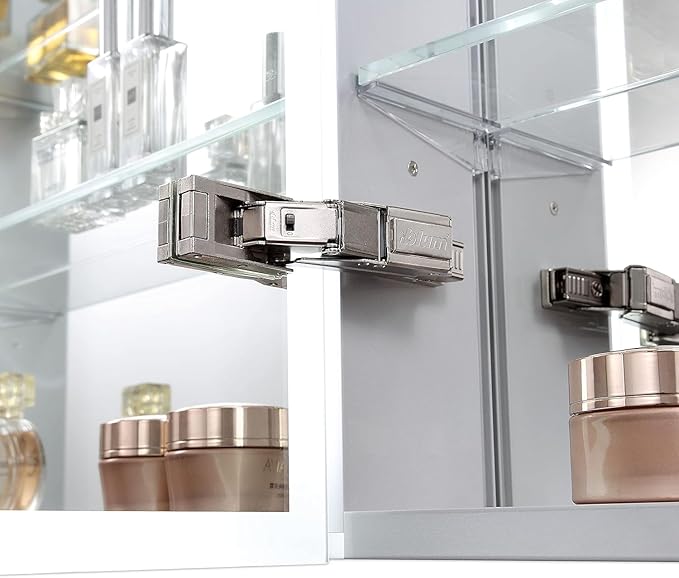 Blossom LED Lighted Mirror Medicine Cabinet, 20x32 Inch, Left Hinge | Recessed or Surface Bathroom LED Medicine Cabinet with Mirror, Defogger, 3 Color Dimmer | 3X Makeup Mirror, Outlets & USB Ports