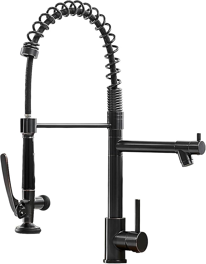 Fapully Commercial Pull Down Kitchen Sink Faucet with Sprayer Oil Rubber Bronze