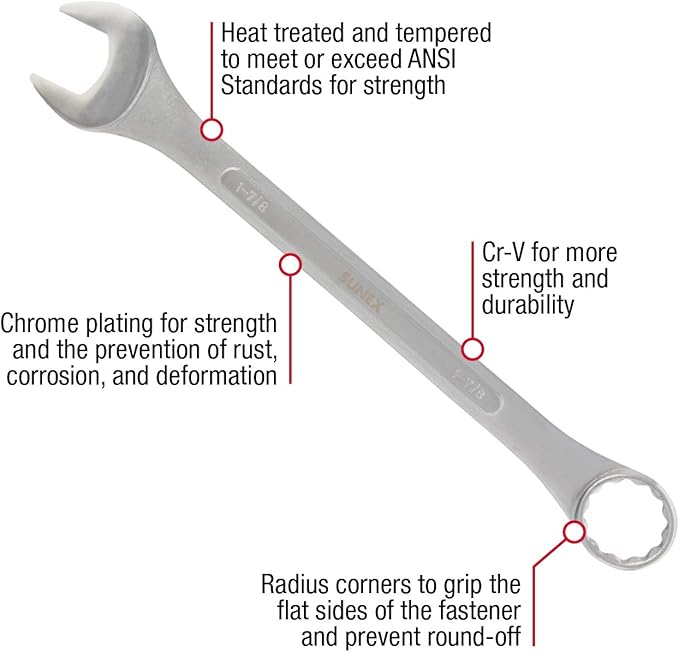 Sunex Tools 9707 Jumbo Fractional Combination Wrench Set, 7Piece (Includes Roll-Case), SAE Jumbo Combination Wrench Set