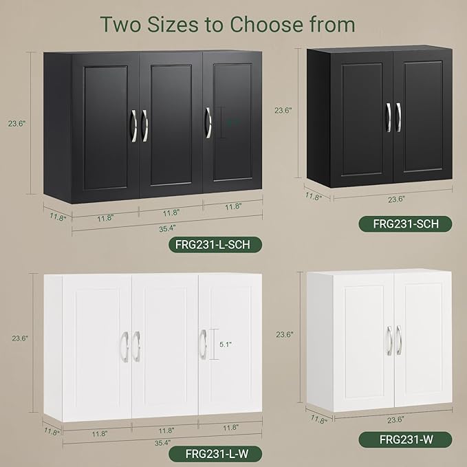 SoBuy Kitchen Wall Cabinet for Laundry Room, Medicine Cabinet for Bathroom, Wall Storage Cabinet for Garage, Linen Tower Bath Cabinet, Cabinet with Shelf, White FRG231-W